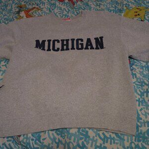Champion Michigan Wolverines University Sweatshirt Size Medium Gray Boxy